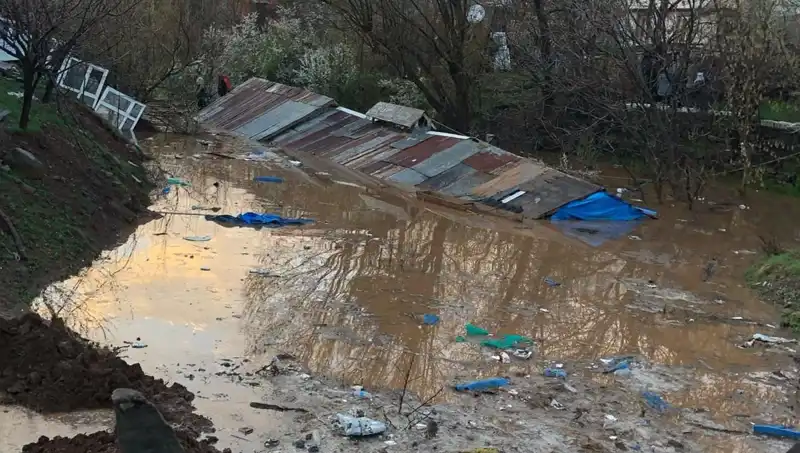 Bingöl'de Şiddetli Yağışlar Ahırları Sular Altında Bıraktı