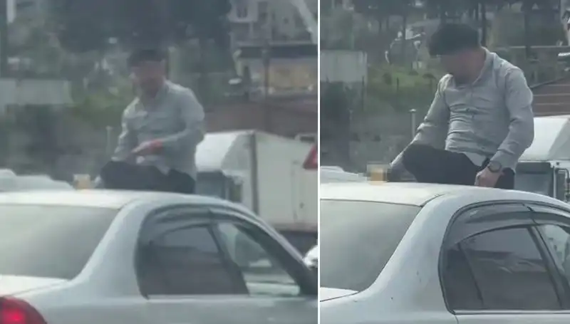 Trafikte Pes Dedirten Anlar: Otomobil Üzerinde Alem Yapıldı!